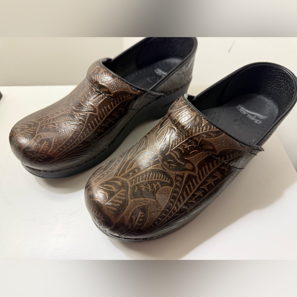 Dansko Brown Pattern Design Clogs - image 1